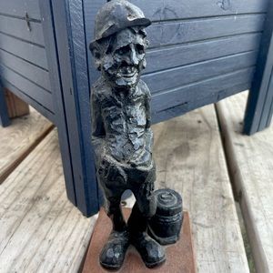 1965 VTG Coal Miner 9” Black Figurine made of WV Coal